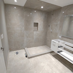 Completed bathroom remodel by Ameltex